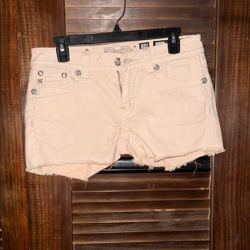Miss Me Cream Jean Shorts with Frayed Hem brand new